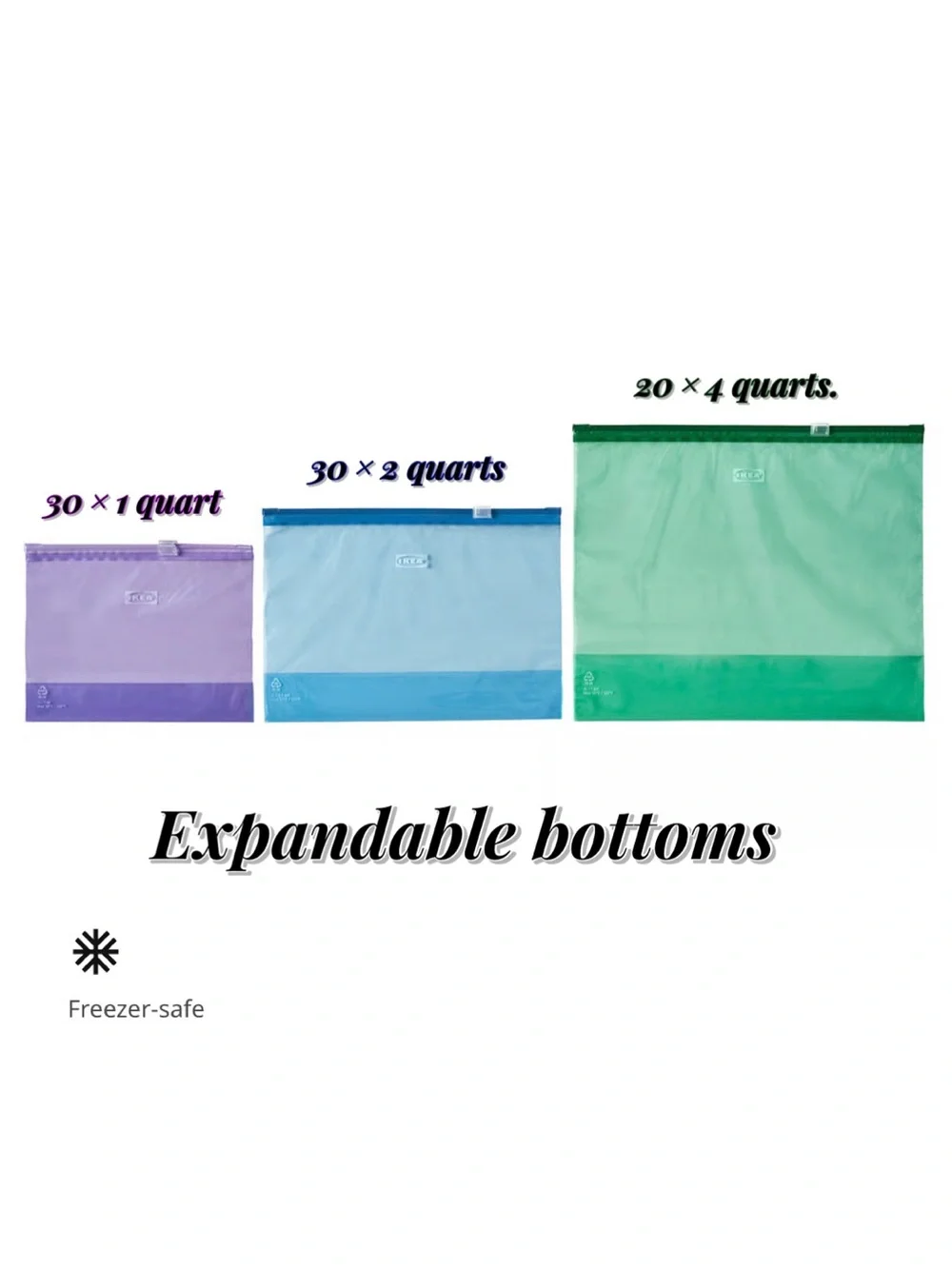 Reusable Slider Storage Bags - Green, Blue, Purple
